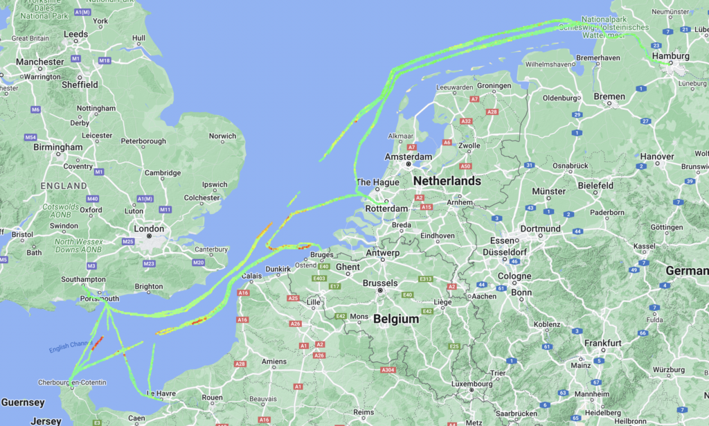 93,7 % internet availability - North-Sea itinerary example